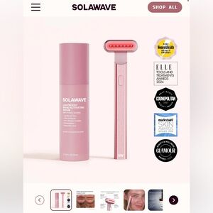 Solawave Pink Skincare Tool with Elegant Design With Activating Serum